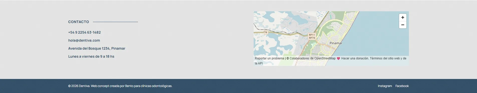 Footer de Dentiva