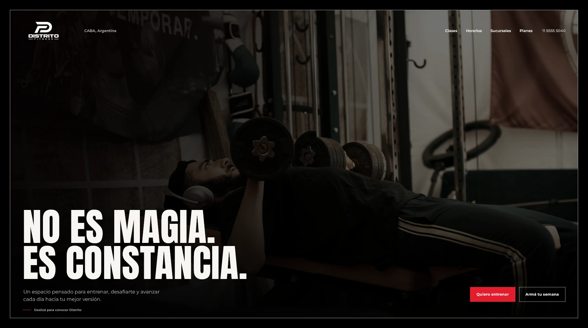 Distrito Fitness website hero