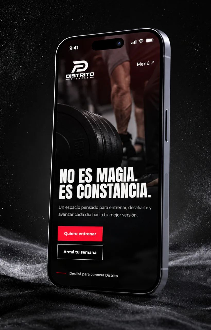 Mockup of a website for Distrito Fitness